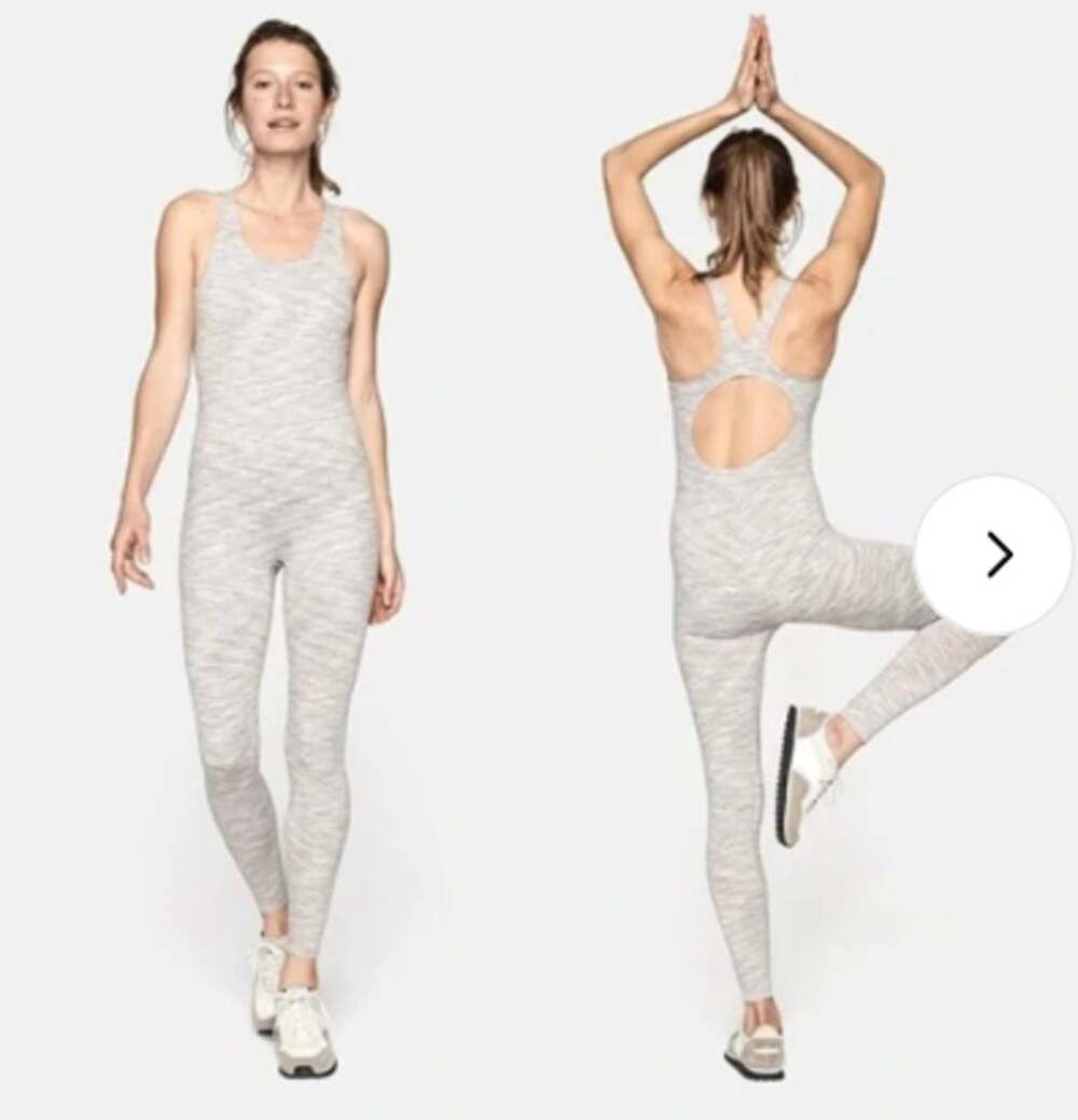 Outdoor Voices Heathered White tan freeform unitard bodysuit jumpsuit Sz XS